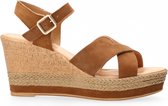 Lazamani  - Sandaal sleehak suede - Cognac - 36