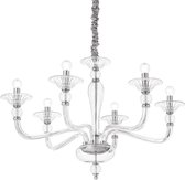 Ideal Lux - Kroonluchter Modern - Transparant - H:170cm - E14 - Metaal - Kroonluchters met kristallen - Hanglamp - Hanglampen - Hal - Vide - met glas - Slaapkamer - Eetkamer - Woon