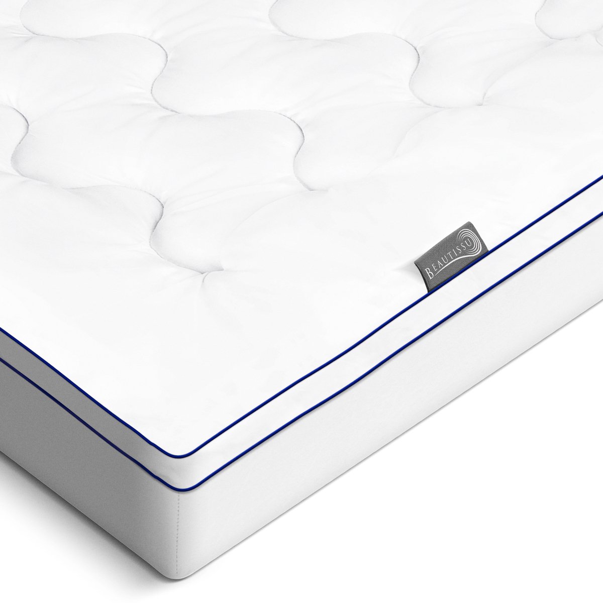 Beautissu BeauNuit MT Base - Matras Topper met geïntegreerde Strechcover 140x200 cm - 3cm Schuimgevulde Matrasbeschermer Anti-Slip voor Boxspring Bed & Matras tot 40cm