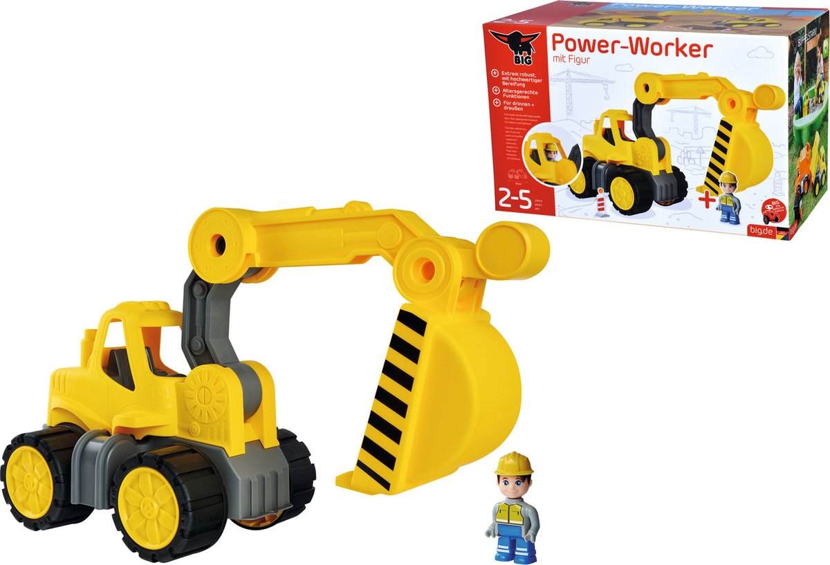 BIG Power Worker Graafmachine + Figuur - Zandbak - Speelgoedvoertuig