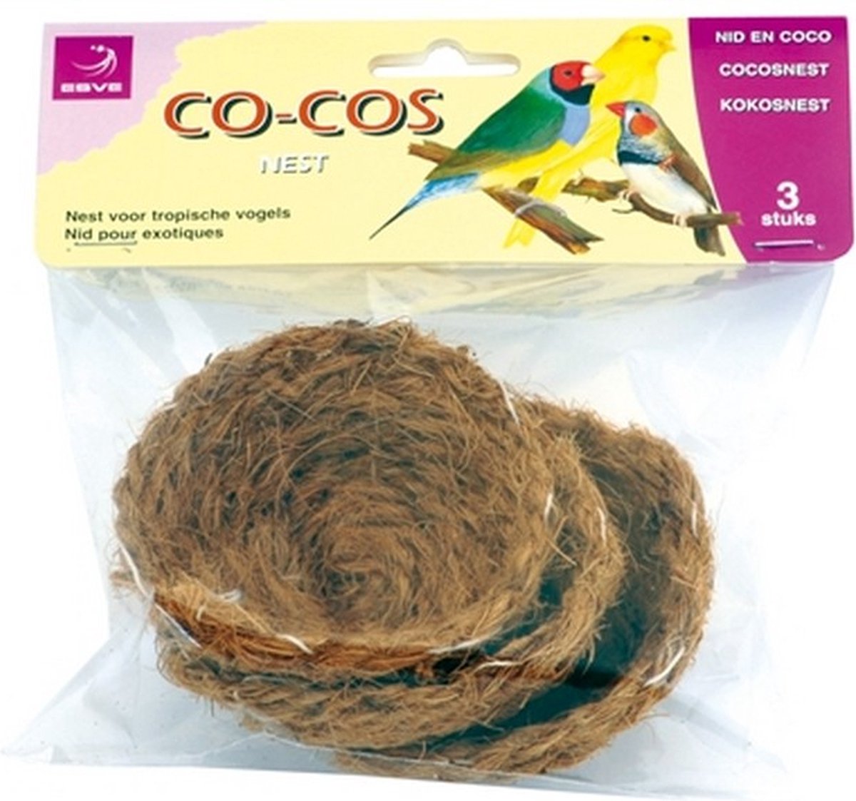 Esve Kokos Nestje - 3 stuks - Nestjes voor vogels - Kanarie - Tropische vogels - Kokosnestjes