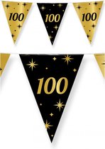 2x stuks leeftijd verjaardag feest vlaggetjes 100 jaar geworden zwart/goud 10 meter