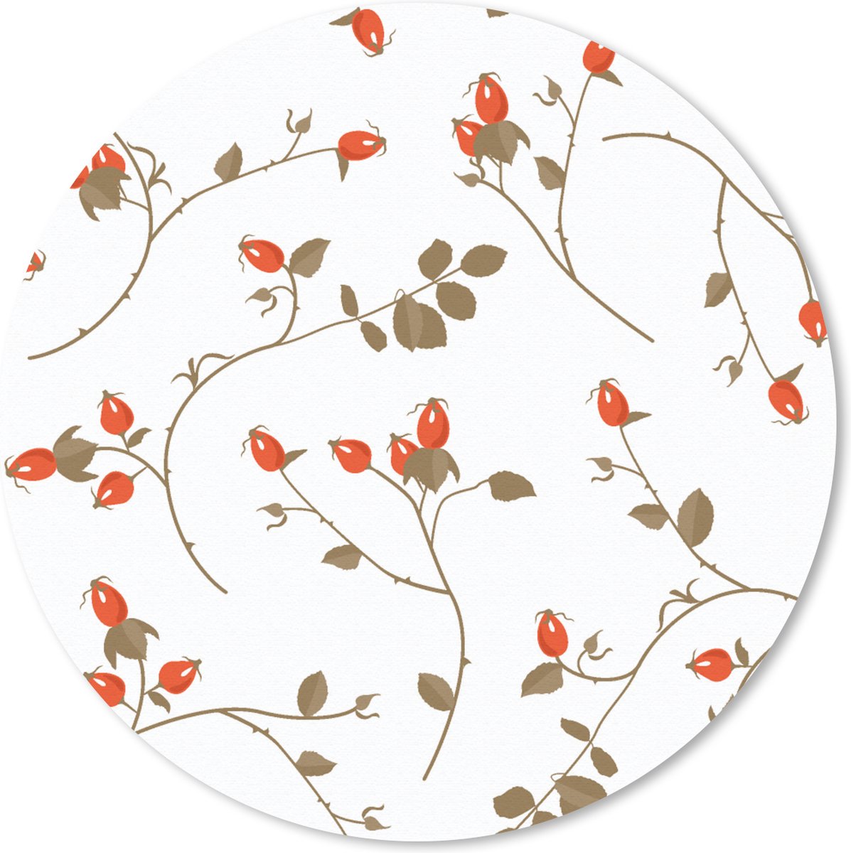 Muismat rond 20x20 cm - Mousepad Patronen - Planten - Romantisch - Botanisch - Ronde muismatten