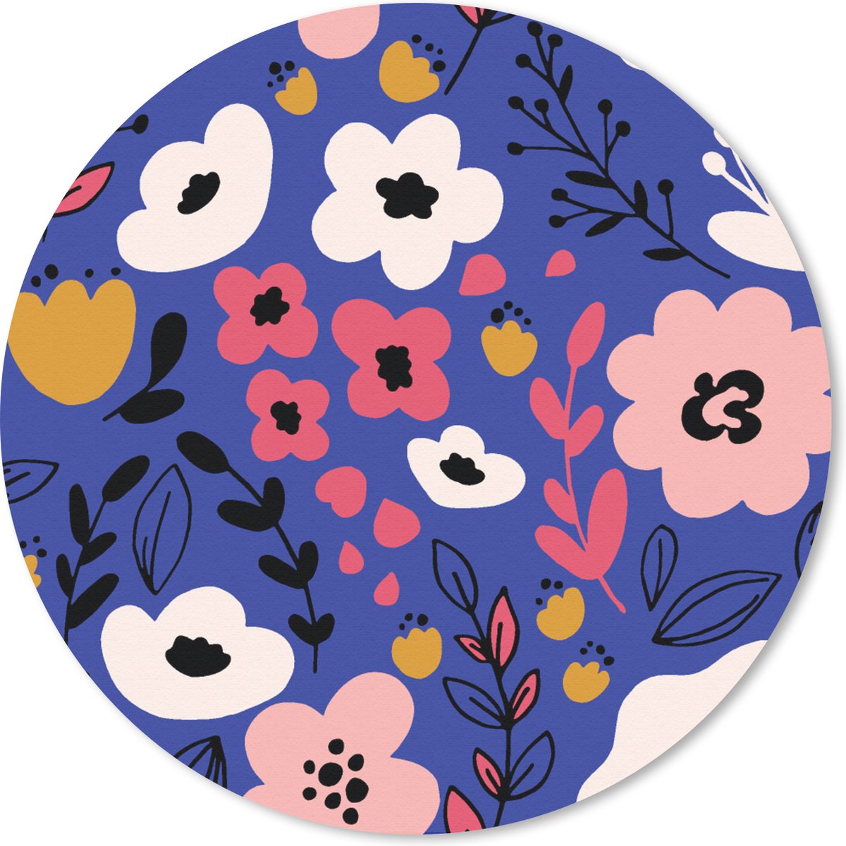 Muismat rond 30x30 cm - Mousepad Bloemen - Bladeren - Patronen - Ronde muismatten