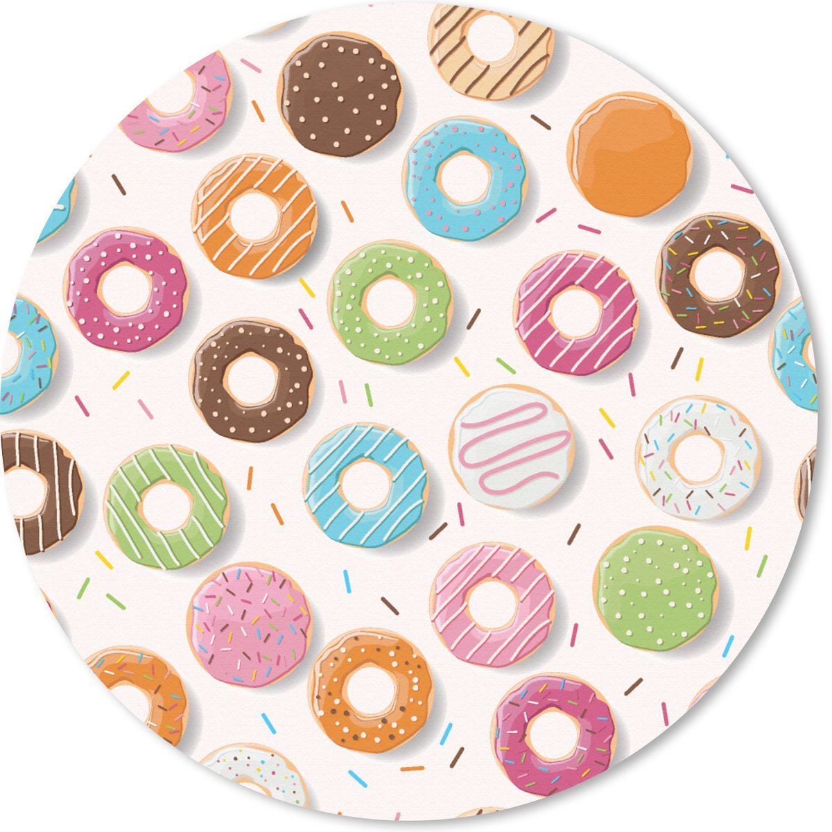Muismat rond 40x40 cm - Mousepad Patronen - Donut - Pastel - Ronde muismatten
