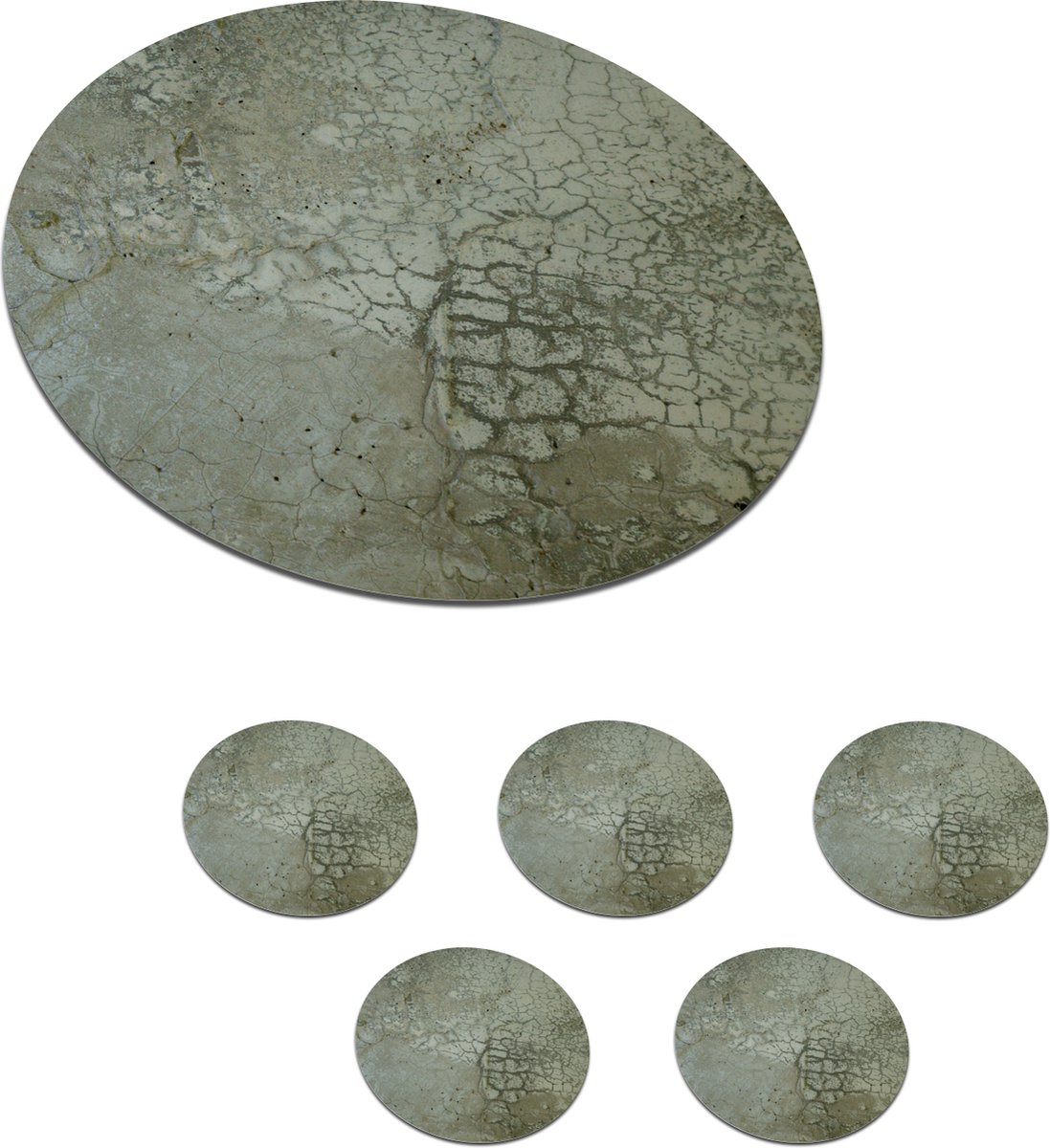 Onderzetters voor glazen - Rond - Muur - Groen - Olijf - Aarde - 10x10 cm - Glasonderzetters - 6 stuks