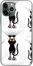 Geschikt voor iPhone 11 Pro hoesje - Patroon - Kat - Zwart - Jongens - Meisjes - Kinderen - Kids - Siliconen Telefoonhoesje