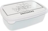 Broodtrommel Wit - Lunchbox - Brooddoos - Kaart – Plattegrond – Stadskaart – Enschede – Nederland – Zwart Wit - 18x12x6 cm - Volwassenen