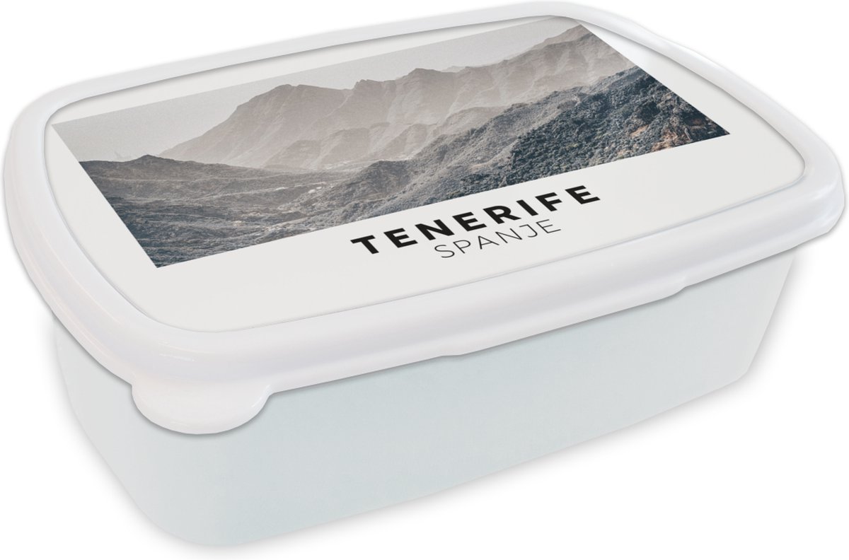 Broodtrommel Wit - Lunchbox - Brooddoos - Tenerife - Spanje - Stenen - 18x12x6 cm - Volwassenen