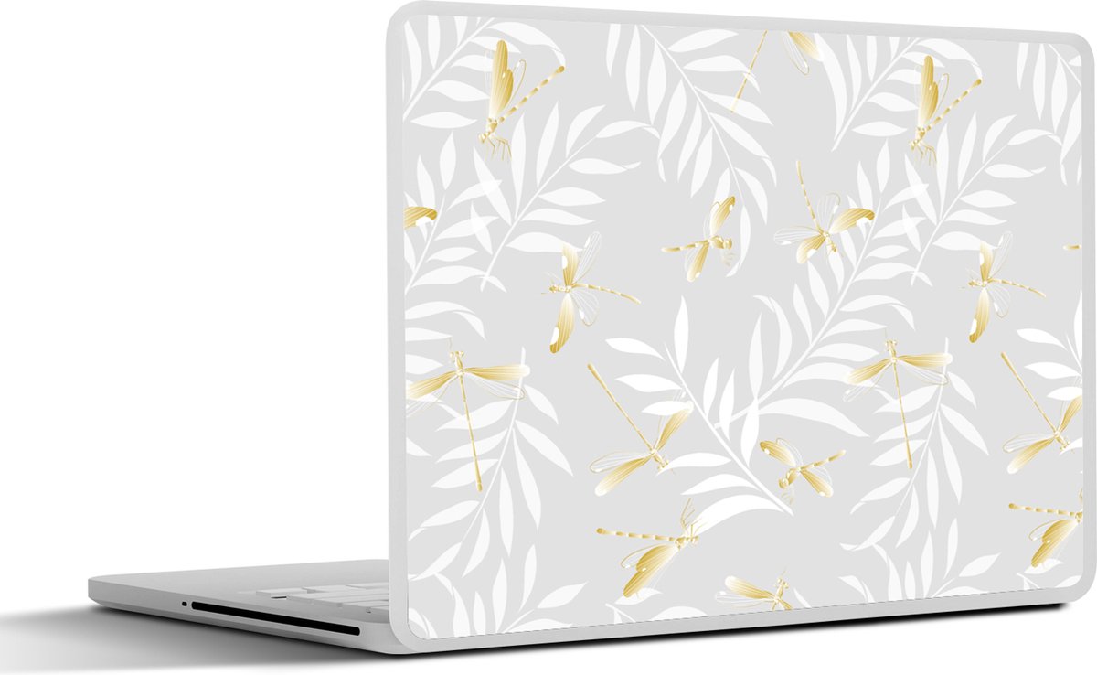 Laptop sticker - 10.1 inch - Libelle - Patronen - Goud - 25x18cm - Laptopstickers - Laptop skin - Cover