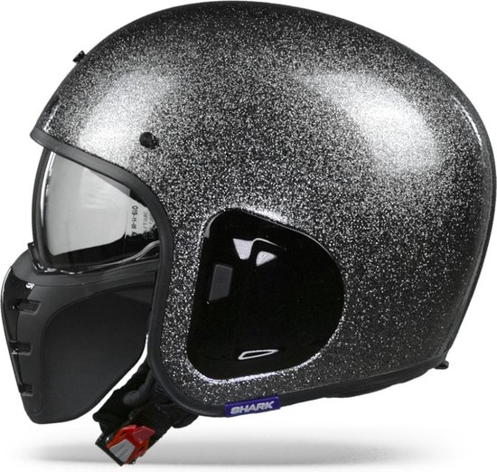 SHARK SDRAK 2 BLANK Motorhelm jethelm GLITTER Zilver Zilver Glitter