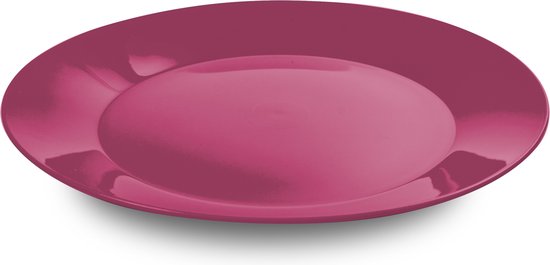 24x stuks ontbijt/diner bordjes hard kunststof 21 cm in het rood. Outdoor servies camping/picknick/verjaardag — afbeelding 2