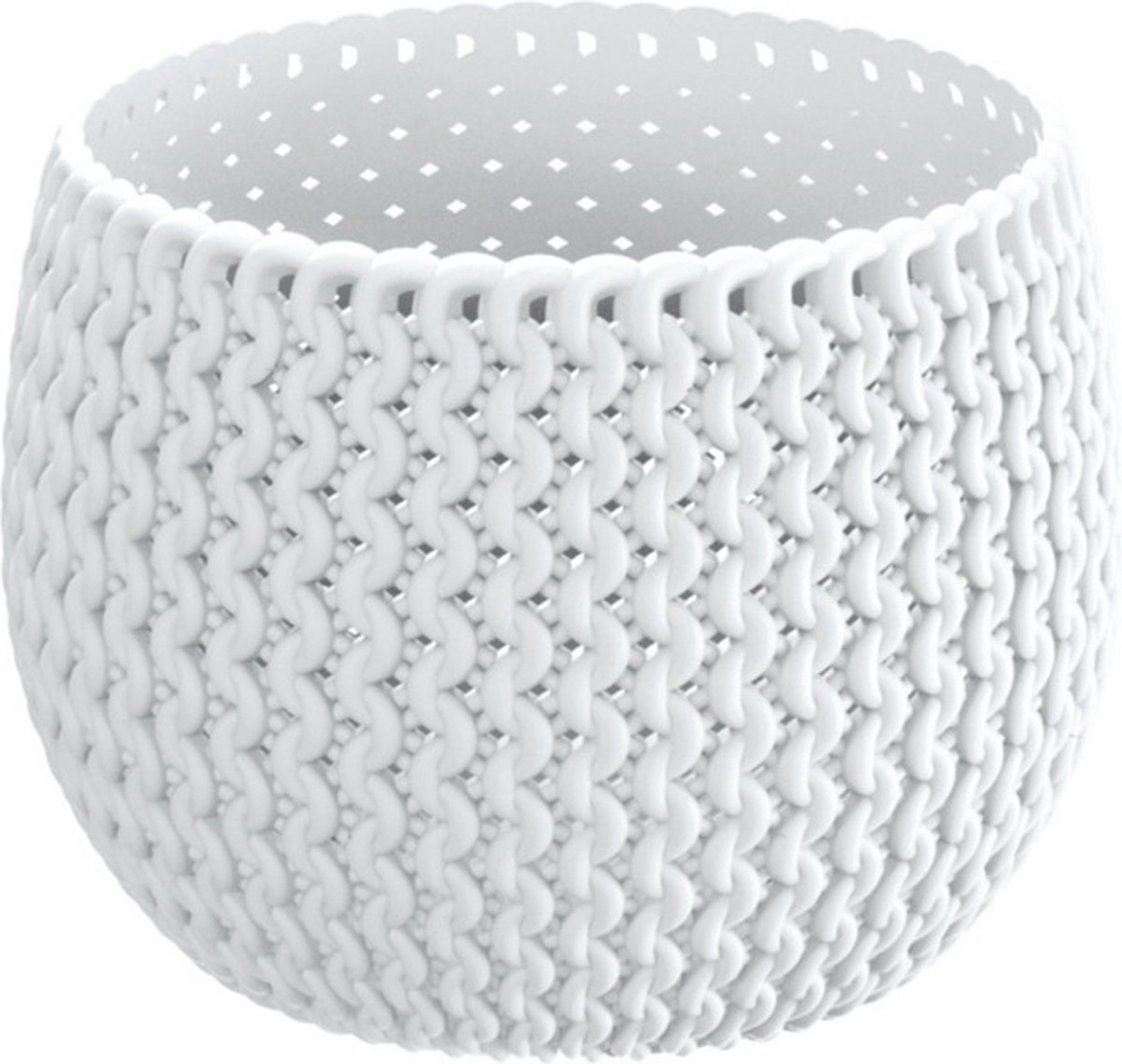 Plantenpot/bloempot kunststof dia 14,5 cm en hoogte 11 cm in het parel wit voor binnen/buiten