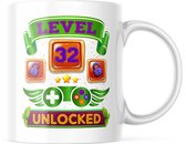 Verjaardag Mok level 32 unlocked | Verjaardag cadeau | Grappige Cadeaus | Koffiemok | Koffiebeker | Theemok | Theebeker