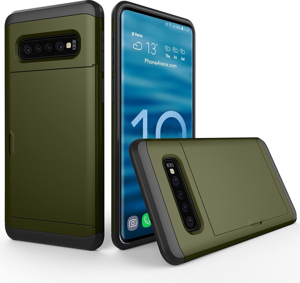 Mobigear Hoesje geschikt voor Samsung Galaxy S10 Plus Telefoonhoesje met Kaarthouder Hardcase | Mobigear Card Backcover Shockproof met Pasjeshouder | Kaarthouder voor 2 Pasjes | Hoesje voor Pinpas / OV Kaart / Rijbewijs | Schokbestendig Galaxy S10