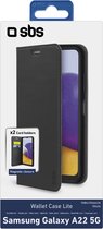 Samsung Galaxy A22 5G Hoesje - SBS - Wallet Lite Serie - Kunstlederen Bookcase - Zwart - Hoesje Geschikt Voor Samsung Galaxy A22 5G