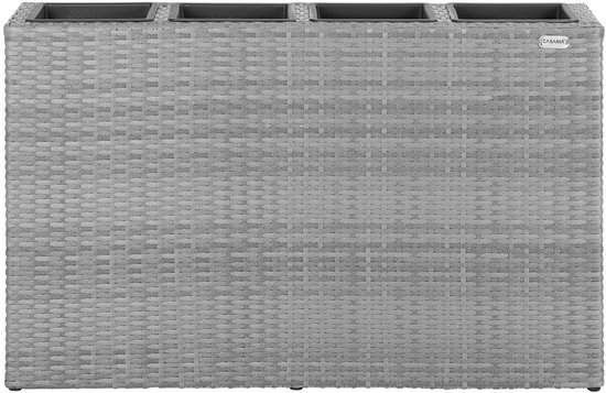 Casaria Plantenbak Polyrattan 95x27x60cm met Waterafvoer - Grijs