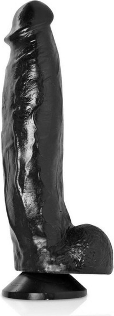 Magnum 13 - Dildo - Grote Realistische Dildo - Sterke Aders - 26cmx6cm - Met Ballen en Zuignap - Zwart
