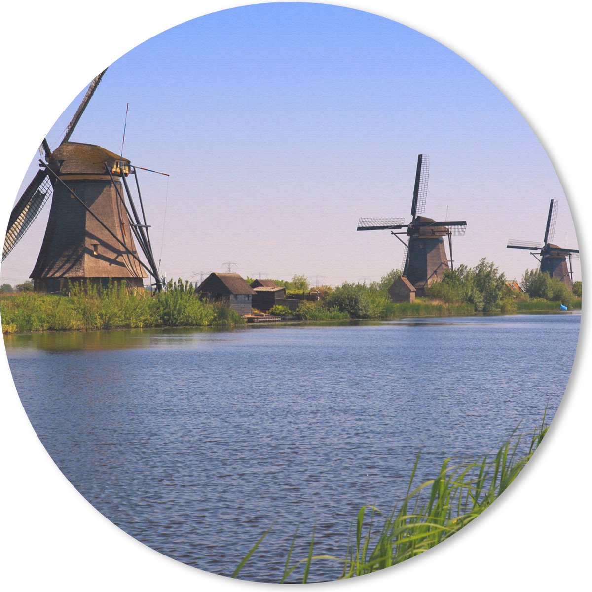 Muismat rond 20x20 cm - Mousepad Nederland - Molen - Water - Ronde muismatten