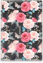 Tablethoesje met Naam Lenovo Tab 10 | Tab 2 A10-30 Hoes Butterfly Roses met doorzichte zijkanten