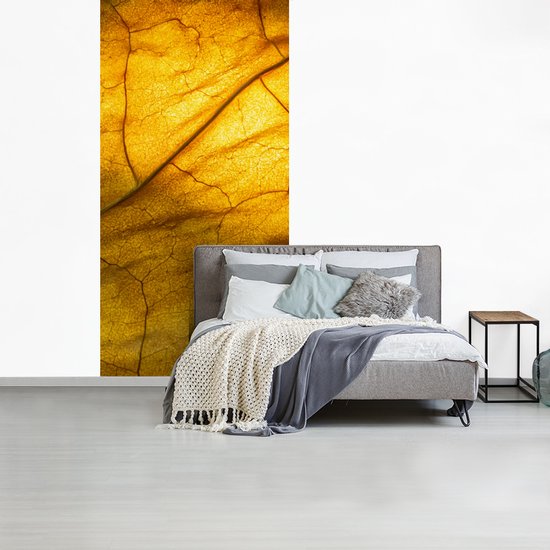 Papier Peint - Papier Papier peint photo Feuilles - Structure - Jaune - Largeur 120 cm x Hauteur 240 cm