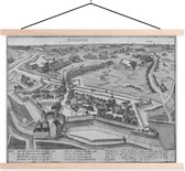 Plan de ville Zwart et blanc et historique de la plaque d'école du Brabant Eindhoven à lattes plates vierges - Plan 120x90 cm - Tirage photo sur affiche textielposter (décoration murale salon / chambre)