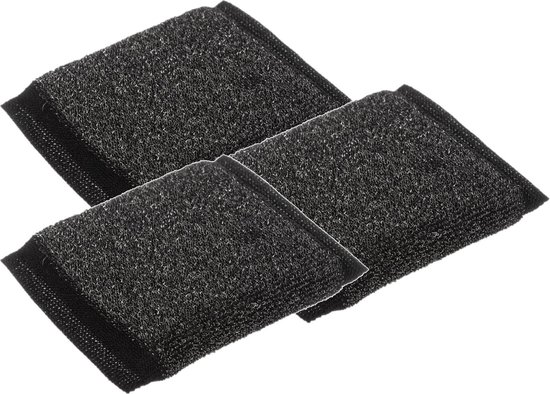 Set van 3x stuks sponsjes donkergrijs 10 x 9 cm van RVS - Pannen/staalsponsjes - Schoonmaaksponsjes - Schoonmaken