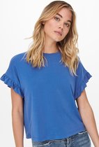 Only T-shirt Onlfree Life S/s Frill Top Jrs 15252456 Strong Blue Dames Maat - XL