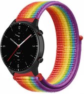 Nylon Smartwatch bandje - Geschikt voor Strap-it Amazfit GTR 2 nylon band - regenboog - GTR 2 - 22mm - Strap-it Horlogeband / Polsband / Armband