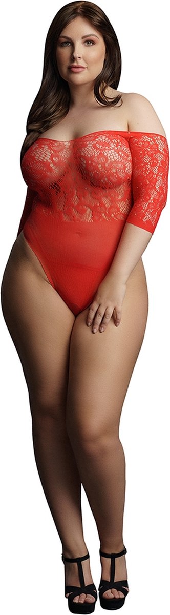 Presents Rhinestone Off Shoulder Bodysuit - Plus Size