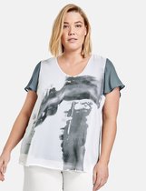SAMOON Dames Uitlopend blouseachtig shirt in laagjeslook