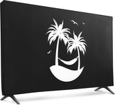 kwmobile hoes geschikt voor 65" TV - Beschermhoes voor televisie - Schermafdekking voor TV in wit / zwart - tropical island design