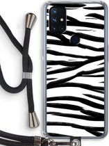 Case Company® - OnePlus Nord N10 5G hoesje met Koord - Zebra pattern - Telefoonhoesje met Zwart Koord - Bescherming aan alle Kanten en Over de Schermrand