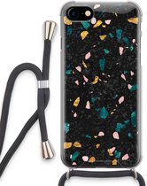 Case Company® - iPhone SE 2020 hoesje met Koord - Terrazzo N°10 - Telefoonhoesje met Zwart Koord - Extra Bescherming aan alle Kanten en Over de Schermrand