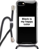 Case Company® - iPhone SE 2020 hoesje met Koord - Black is my happy color - Telefoonhoesje met Zwart Koord - Extra Bescherming aan alle Kanten en Over de Schermrand