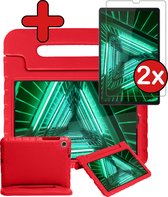 Kinderhoes Geschikt voor Lenovo Tab M10 FHD Plus 2nd Gen Hoes Kinder Hoesje Kids Case Cover Kidsproof Met 2x Screenprotector - Hoesje Geschikt voor Lenovo Tab M10 FHD Plus (2e Gen) Hoesje Kinder Hoes - Rood