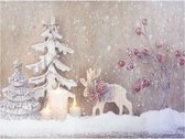wanddecoratie Winter led 40 x 30 cm canvas beige