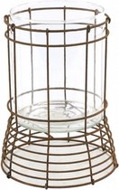 windlicht Tiemen L 16,5 x 21 cm staal bruin