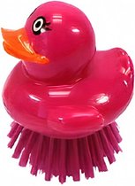 afwasborstel Eend 6 x 7,5 x 2,5 cm roze