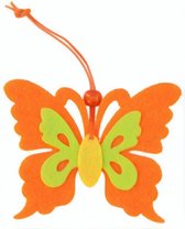 decoratiehanger vlinder vilt 9 cm oranje/groen