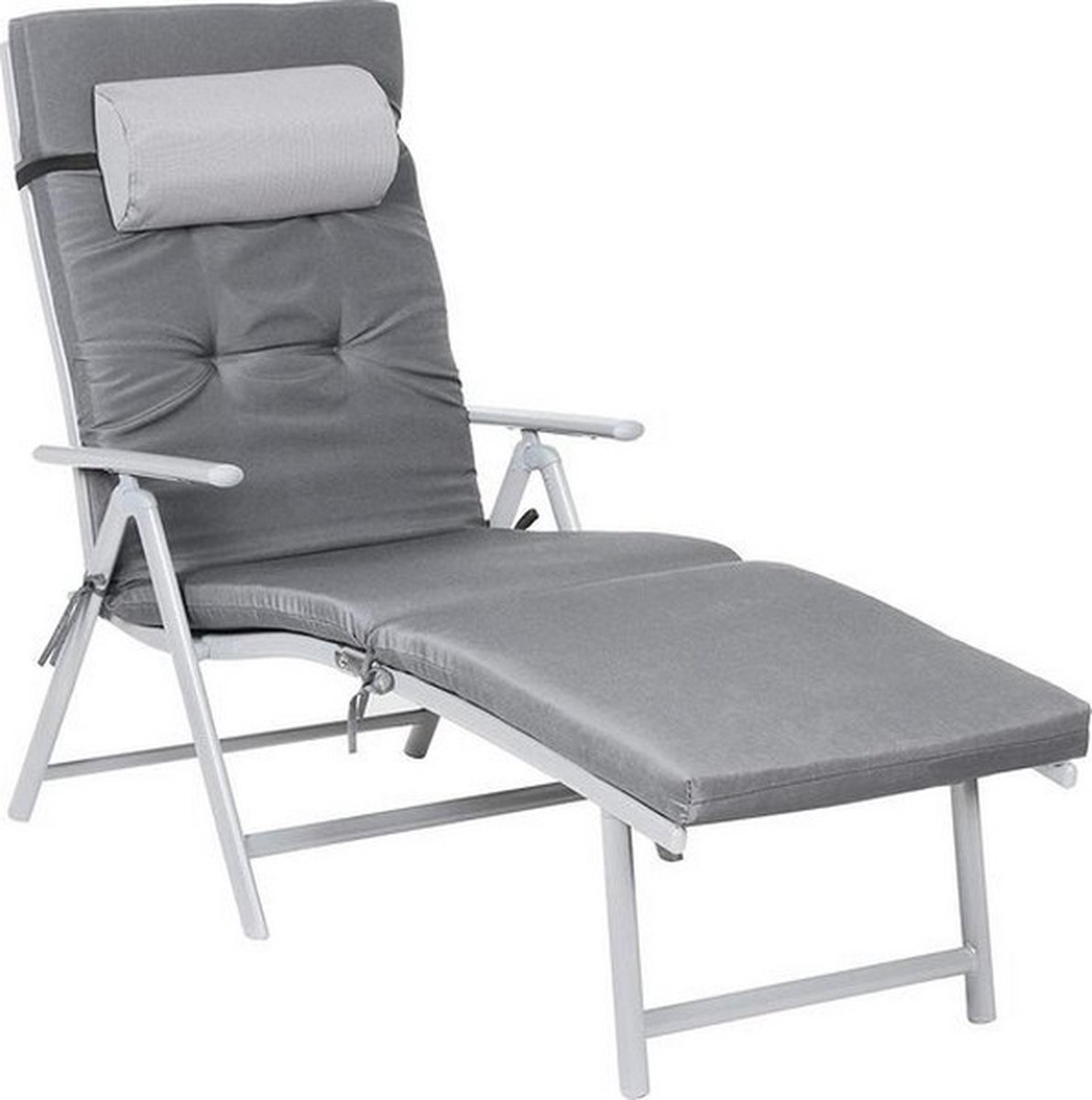 loungestoel 183 x 60 cm aluminium grijs