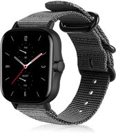 Nylon Smartwatch bandje - Geschikt voor  Amazfit GTS 2 nylon gesp band - zwart - Strap-it Horlogeband / Polsband / Armband