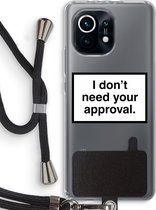 Case Company® - Xiaomi Mi 11 hoesje met Koord - Don't need approval - Telefoonhoesje met Zwart Koord - Bescherming aan alle Kanten en Over de Schermrand