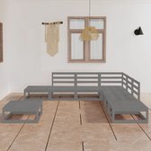 8-delige Loungeset massief grenenhout grijs