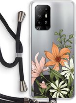 Case Company® - Oppo A94 5G hoesje met Koord - Floral bouquet - Telefoonhoesje met Zwart Koord - Bescherming aan alle Kanten en Over de Schermrand