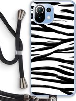 Case Company® - Xiaomi Mi 11 Lite hoesje met Koord - Zebra pattern - Telefoonhoesje met Zwart Koord - Bescherming aan alle Kanten en Over de Schermrand