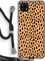 Case Company® - Samsung Galaxy A22 5G hoesje met Koord - Panter - Telefoonhoesje met Zwart Koord - Bescherming aan alle Kanten en Over de Schermrand