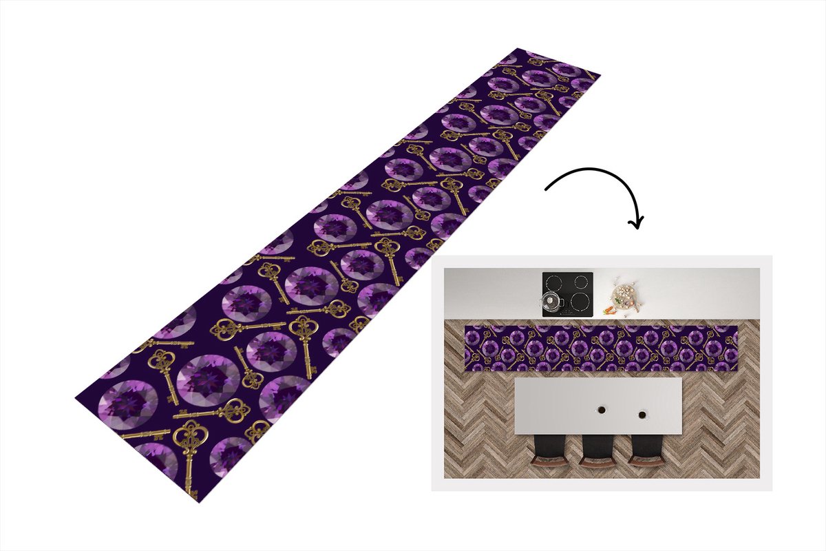 KitchenYeah Keukenloper - Loper keuken - Edelsteen - Patronen - Goud - Sleutel - Keukenloper vinyl, foto 7