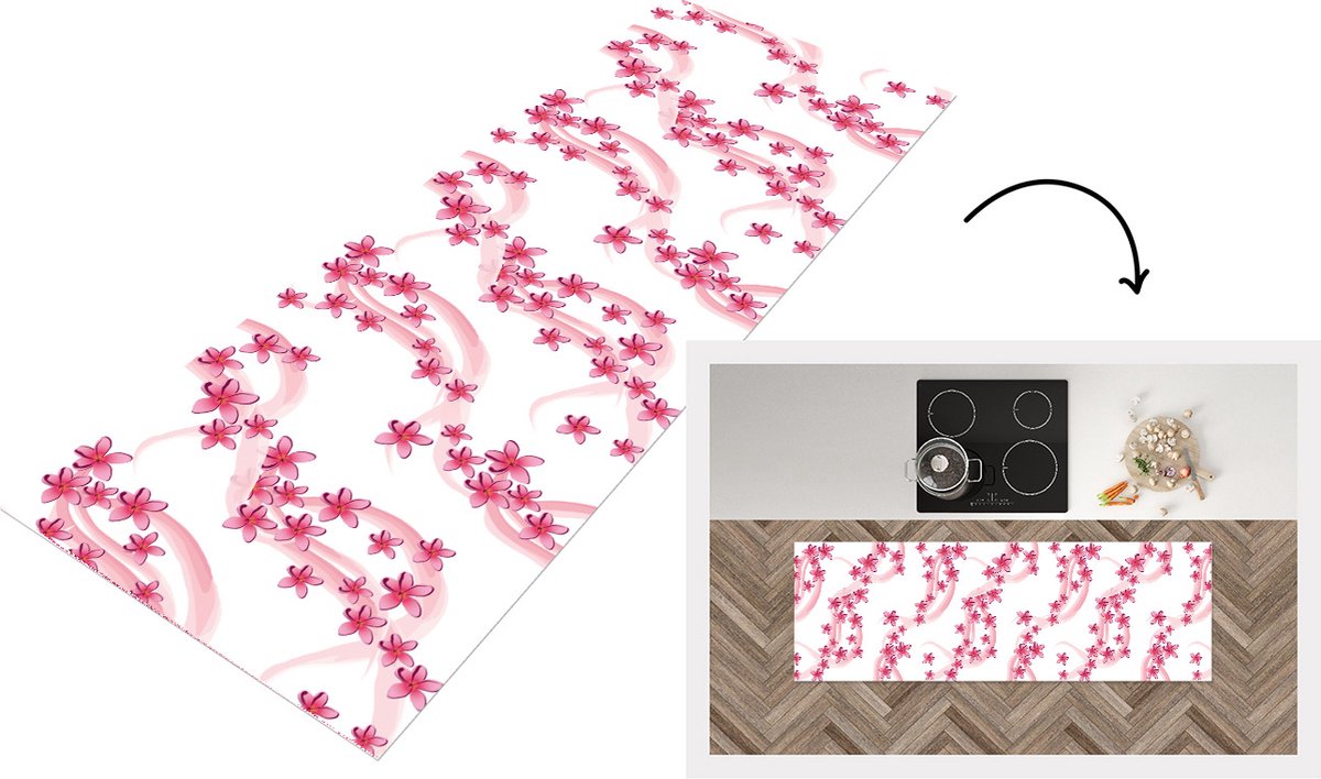 Keukenloper - Loper keuken - Patronen - Sakura - Zen - Yoga - 150x50 cm - Keukenloper viny