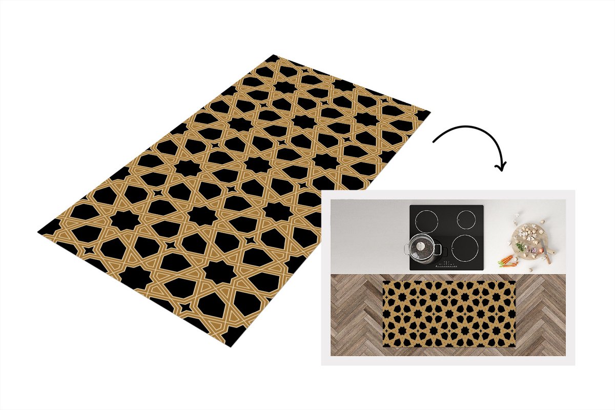 KitchenYeah Keukenloper - Loper keuken - Geometrisch - Patroon - Arabisch - 120x60 cm - Keukenloper vinyl Multicolor
